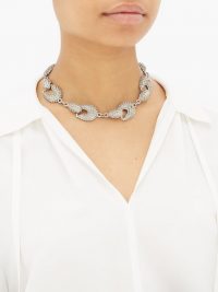 JIL SANDER Bubbled chain-link necklace ~ silver-tone chunky jewellery