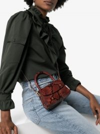 by FAR Mini Snake-Effect Cross-Body Bag in Red