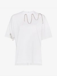 Christopher Kane White Squiggle Cupchain Diamante Chain T-Shirt ~ embellished tee