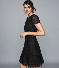 REISS CZARA LACE MIDI DRESS BLACK ~ lbd