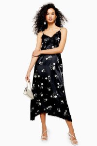 Topshop Daisy Lace Slip Dress in Black | floral cami frock