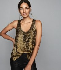 REISS DEMI METALLIC VEST TOP GOLD ~ essential luxe tank