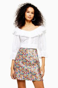 TOPSHOP Ditsy Floral Bias Mini Skirt