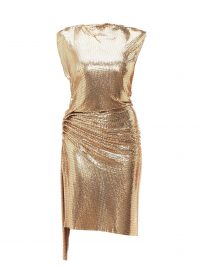 PACO RABANNE Gathered chainmail dress in gold ~ glamorous party clothing