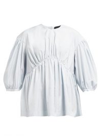 SIMONE ROCHA Gathered poplin top in pale-blue ~ voluminous tops