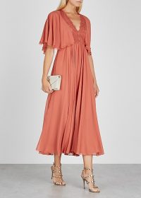 GIAMBATTISTA VALLI Terracotta lace-trimmed silk gown ~ floaty event wear