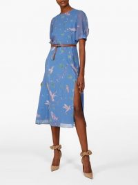 ALTUZARRA Gormann bird-print silk-chiffon midi dress in blue