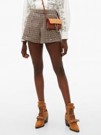 CHLOÉ High-rise checked wool-blend shorts