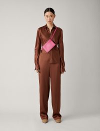 Joseph Jack Silk Satin Trousers in Raisin