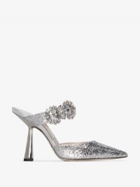 Jimmy Choo Smokey 100mm Glitter-Effect Pumps ~ glittering metallic shoes