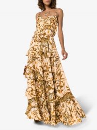 Johanna Ortiz All I’ve Ever Known Layered Dress in Brown / wild animal print maxi