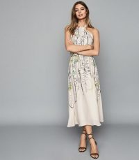 REISS KAYLA WATERCOLOUR FLORAL MIDI DRESS WHITE ~ summer event dresses