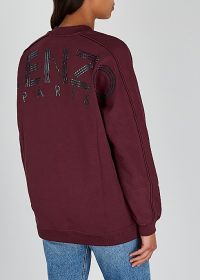 KENZO Bordeaux logo-appliquéd cotton sweatshirt ~ casual luxe sweat top