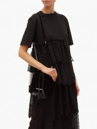 SIMONE ROCHA Black lace-panel cotton T-shirt ~ feminine tiered tee