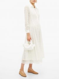 JIL SANDER Lenora floral eyelet-lace voile midi dress in ivory