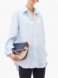 EMMA WILLIS Linen shirt in blue ~ curved hem shirts