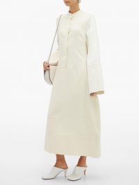 JIL SANDER Lorelai canvas-patch shirtdress in cream | contemporary shirt dress