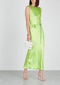 MAGGIE MARILYN Take A Bite green belted silk maxi dress ~ summer event wear