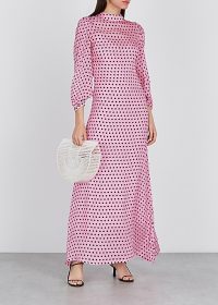 OLIVIA RUBIN Elizabeth pink polka-dot silk maxi dress