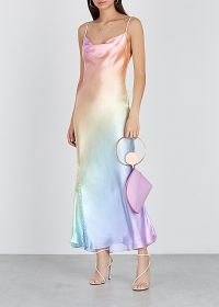 OLIVIA RUBIN Lia dégradé silk dress ~ rainbow cowl neck slip