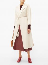 MAX MARA STUDIO Oncia cream coat ~ cord-belt wrap coats