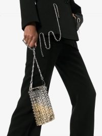 Paco Rabanne Metallic Mini 1969 Chain Cross Body Bag ~ small gold and silver tone bags