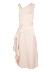 PAULE KA Blush asymmetric satin gown ~ side draped event dress