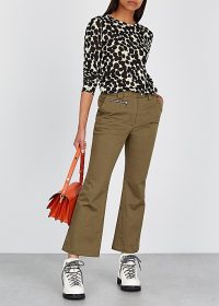 PROENZA SCHOULER Olive flared stretch-cotton trousers ~ green casual pants