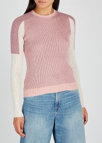 RAG & BONE /JEAN Tia colour-block ribbed-knit jumper ~ pink sweaters