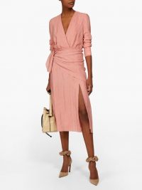 ALTUZARRA Sade pink lamé-striped georgette midi dress