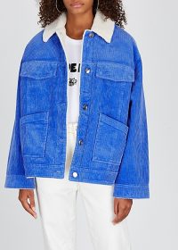 SAMSØE & SAMSØE Venya blue corduroy jacket ~ faux shearling lined jackets