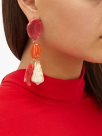 CAROLINA HERRERA Stone & shell charm-drop earrings ~ bright statement jewellery