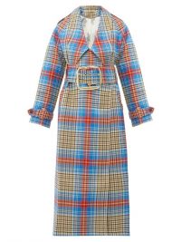 CHARLES JEFFREY LOVERBOY Blue and red tartan wool-twill trench coat ~ style statement coats