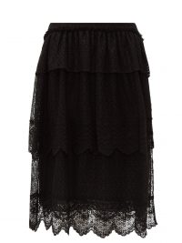 SIMONE ROCHA Tiered-lace midi skirt in black