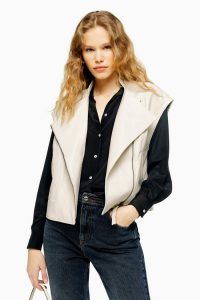 TOPSHOP White Leather Gilet – sleeveless jacket