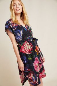 Anthropologie Astrid Needlepoint Mini Dress Black Motif