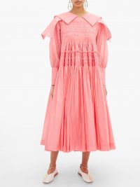 MOLLY GODDARD Bertha smocked organza dress ~ flamingo-pink dresses