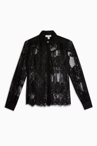 TOPSHOP Black Lace Shirt / sheer floral shirts