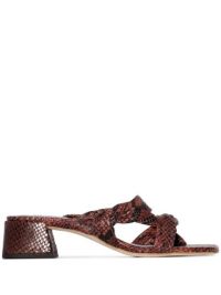 BY FAR snake-effect strappy mules