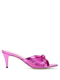 GUCCI Crawford knotted leather mules ~ metallic-pink heels