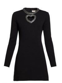 SAINT LAURENT Crystal-embellished knitted mini dress ~ lbd