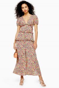 TOPSHOP Dobby Spot Ruffle Midi Dress / floral dresses