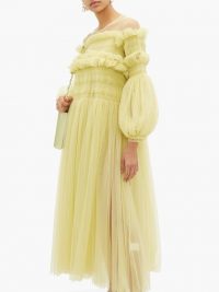 MOLLY GODDARD Emerland frilled tulle smock dress in green