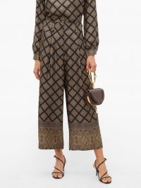 ETRO Kent-print silk wide-leg trousers