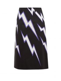 PRADA Lightning bolt-print cotton-poplin skirt