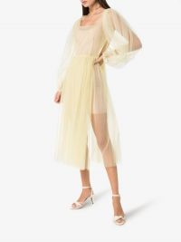 Molly Goddard Bronwyn Tulle Midi-Dress ~ sheer yellow dresses