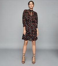 REISS PEONY FLORAL PRINTED DRESS RED/ BLACK