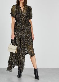 PREEN BY THORNTON BREGAZZI Esther printed devoré midi dress / leopard print fashion