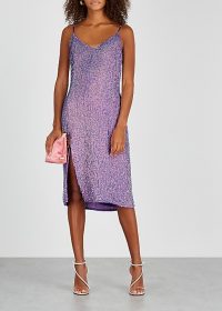 RETROFÊTE Denisa purple sequin midi dress / iridescent party dresses