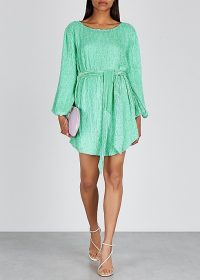 RETROFÊTE Grace sequin mini dress in turquoise ~ shimmering event wear